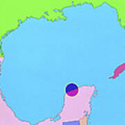 Map Of Size And Location Of Chicxulub Crater Poster