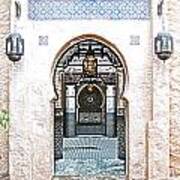 Morocco Pavilion Doorway Lamps Courtyard Fountain Epcot Walt Disney World Prints Colored Pencil Poster