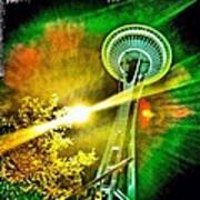 Night Time At The Space Needle Poster