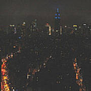 Nighttime Manhattan Skyline From Houston Street Poster