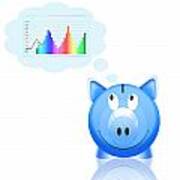 Piggy Bank With Graph Poster