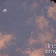 Pink Clouds With Moon Poster