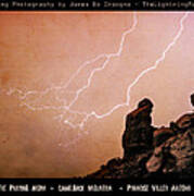 Praying Monk Camelback Mountain Lightning Monsoon Storm Image Tx Poster