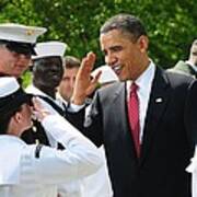 President Obama Salutes A Sailor Poster