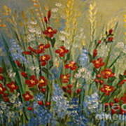 Red Flowers In The Garden Poster