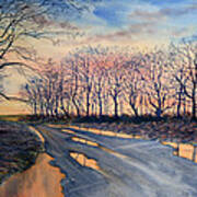 Red Sky On The Road From Sledmere Poster