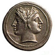 Roman Coin Featuring Janus Poster