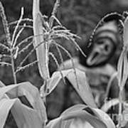 Scarecrow In The Corn Bw Poster