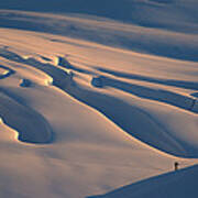 Skier And Crevasse Patterns At Sunset Poster