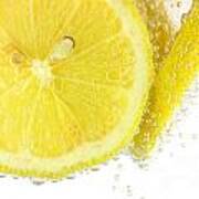 Sliced Lemon In Fizzy Water Poster