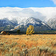 Snow Clouds Over The Tetons Poster
