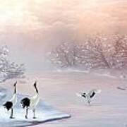 Snow Cranes Poster