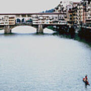 Stand Up Paddler Arno River Florence Poster