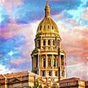 State Capitol At Sunset In Denver Colorado Poster