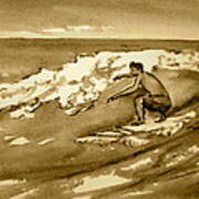 Surfer Sepia Poster