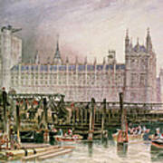 The Houses Of Parliament In Course Of Erection Poster