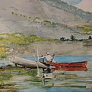 The Red Canoe After Winslow Homer Poster