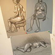 Three  Nude Drawings Poster