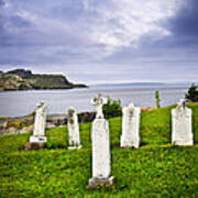 Tombstones Near Atlantic Coast In Newfoundland Poster