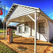 Vintage Rural One Pump Gas Station Poster