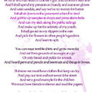 Warning Poem By Jenny Joseph Poster