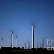 Wind Farm At Night Poster