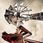 Windmill With Storm Approaching Poster