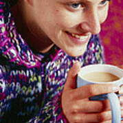 Woman Holding A Cup Of Tea Poster