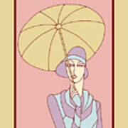 Jazz Age Flapper Girl With Umbrella Art Deco Poster