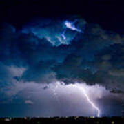 Clouds Of Light Lightning Striking Boulder County Colorado Poster
