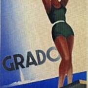 Grado Italy Pin Up Vintage Italian Travel Advertising Poster