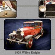 1929 Willys Knight Vintage Classic Car Automobile Photographs Fi Poster