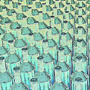 Abstract Green Glass Bottles #1 Poster