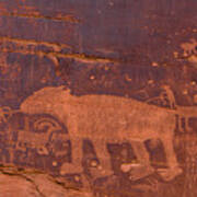 Ancient Native American Petroglyphs On A Canyon Wall Near Moab. #2 Poster