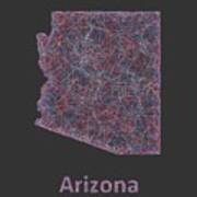 Arizona Line Art Map #1 Poster