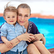 Baby Boy With Mom On The Beach Resort #1 Poster