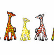 Baby Giraffes In A Row #1 Poster