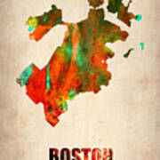 Boston Watercolor Map  #1 Poster