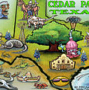 Cedar Park Texas Cartoon Map #1 Poster