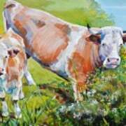 Cow And Calf Painting #2 Poster