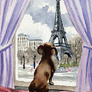 Dachshund In Paris  #2 Poster