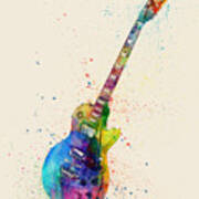 Electric Guitar Abstract Watercolor #1 Poster