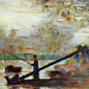Fisherman In A Moored Boat #1 Poster