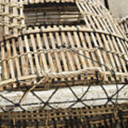 Fishermen Bamboo Crab Cages At Kep Market Cambodia #1 Poster