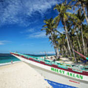 Fishing Boat On Puka Beach Tropical Paradise Boracay Philippines #1 Poster