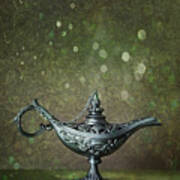 Genie Lamp On Old Book #1 Poster