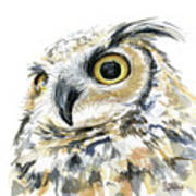 Great Horned Owl Watercolor #2 Poster