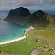 Haukland And Vik Beaches From Holandsmelen #3 Poster