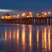 Huntington Beach Pier At Night Poster