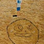 Jorden Draw Self Portrait In The Sand   #1 Poster